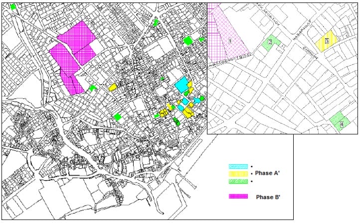 Map 3: Supporting Facilities between the two poles, Source: Cyprus University of Technology: Growth Plan (2008); Edited by author