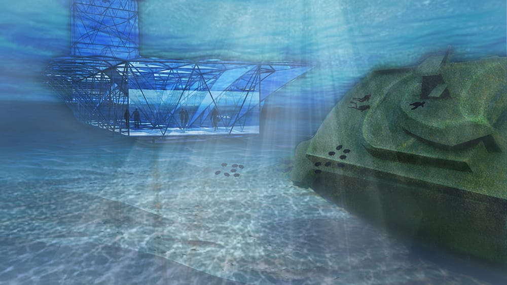 Φωτορεαλιστική απεικόνιση υποβρύχιας κατασκευής, © Ιωάννα Θεοδοσίου