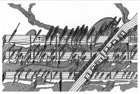 Αξονομετρικό σχέδιο του Peter Cook - άσκηση αρχιτεκτονικής ερμηνείας μουσικού κομματιού του Ernest Bloch, © [Alessandra Capanna, 2009]