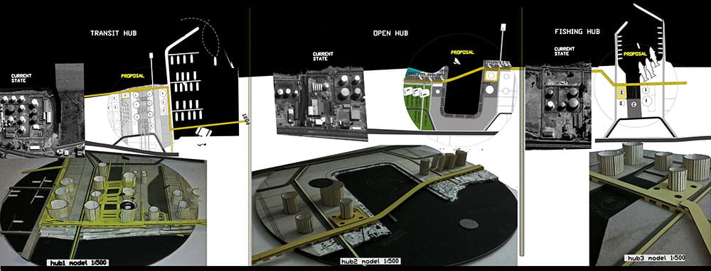 Proposal: The “hubs”: Plans and physical models in scale 1:500, © Stella Taousiani