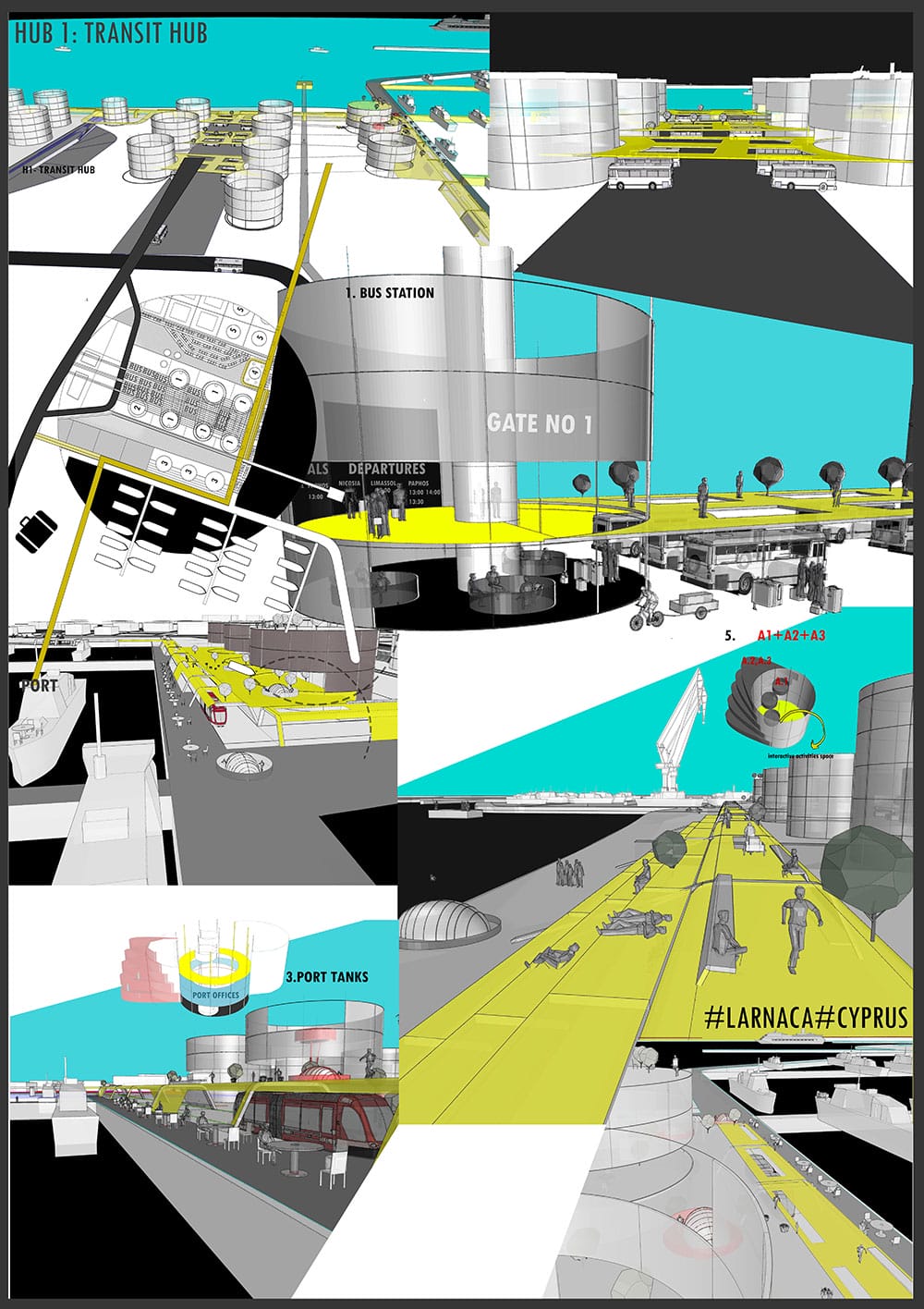Collage: The “Transit hub” (h1), © Stella Taousiani