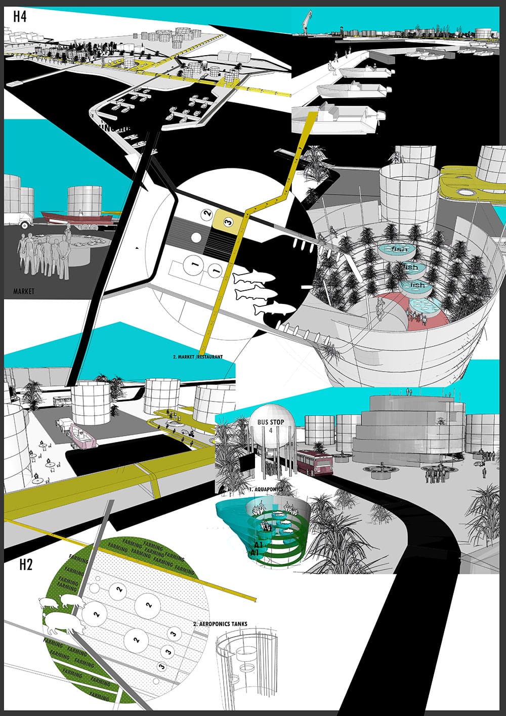 Collage: The “farming” and “fishing” hubs (h3,h4), © Stella Taousiani