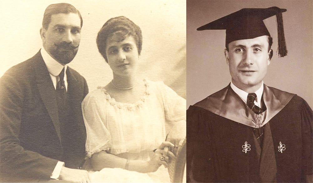 Οι γονείς του Φώτη Κολακίδη, Ιωάννης και Georgette, και ο Φώτης Κολακίδης κατά την αποφοίτησή του, © Αρχείο Φώτη Κολακίδη