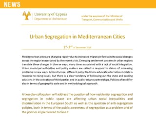 Urban Segregation in Mediterranean Cities