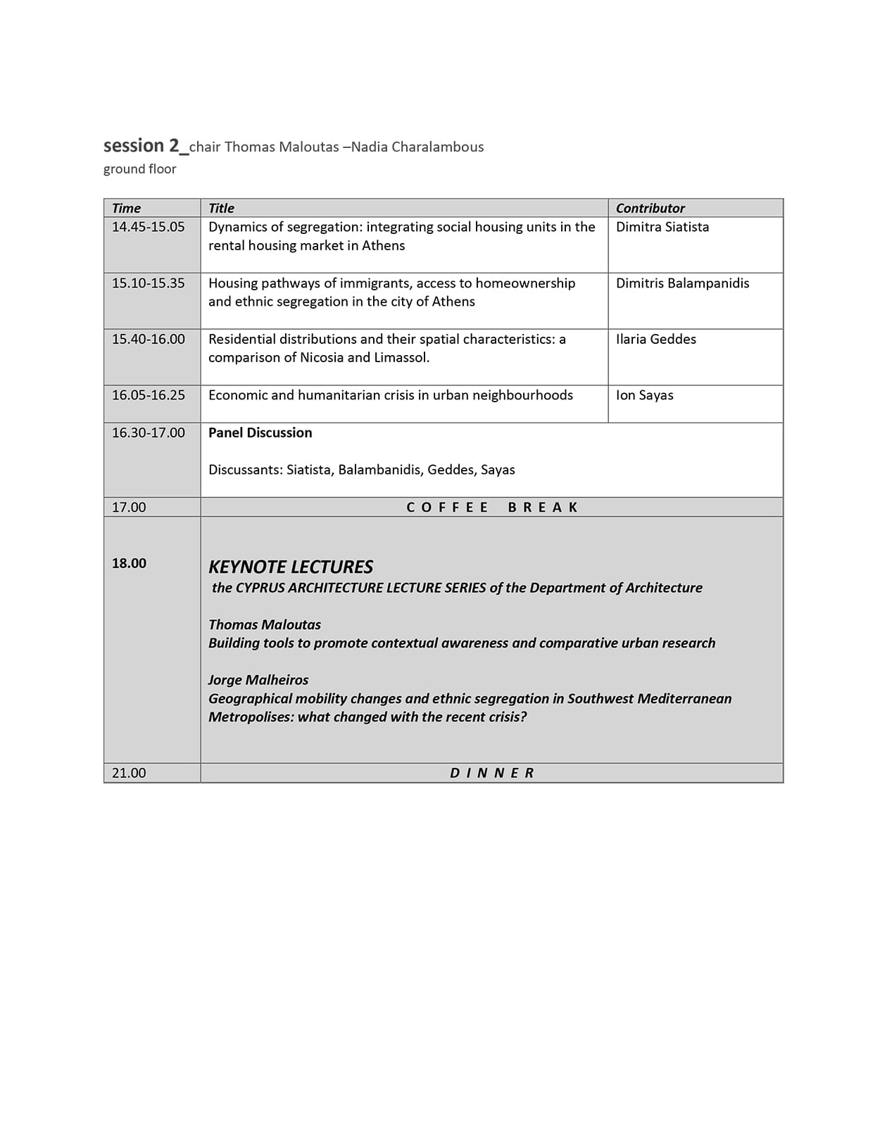 Urban Segregation in Mediterranean Cities_PROGRAMME